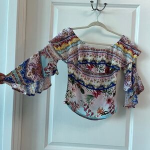 Studio F Multicolor Boho Floral Off-Shoulder Blouse – XS